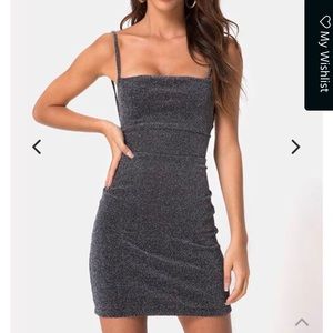 Motel Rocks Kozue Dress in Silver Glitter (XS)